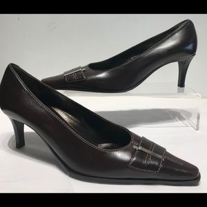 Rinaldi 🇮🇹 brown mid heel pump with silver act